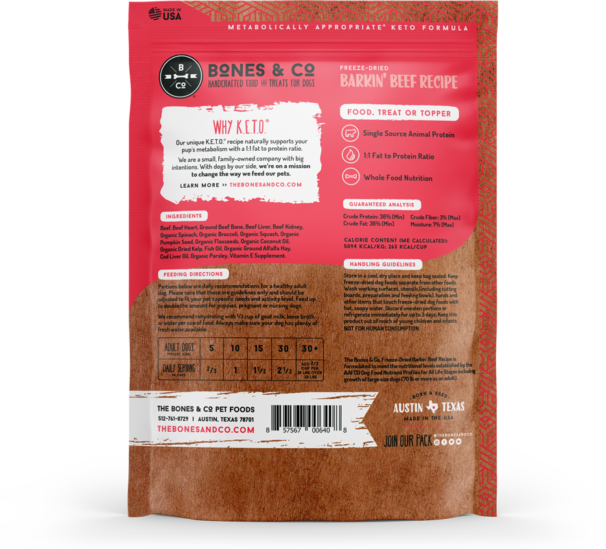 Bones & Co Barkin' Beef Recipe 12-oz, Freeze-Dried Dog Food