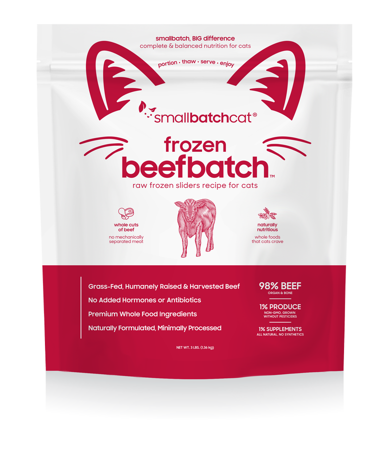 Smallbatch Frozen Raw Cat Food, Beefbatch Sliders, 3-lb Bag