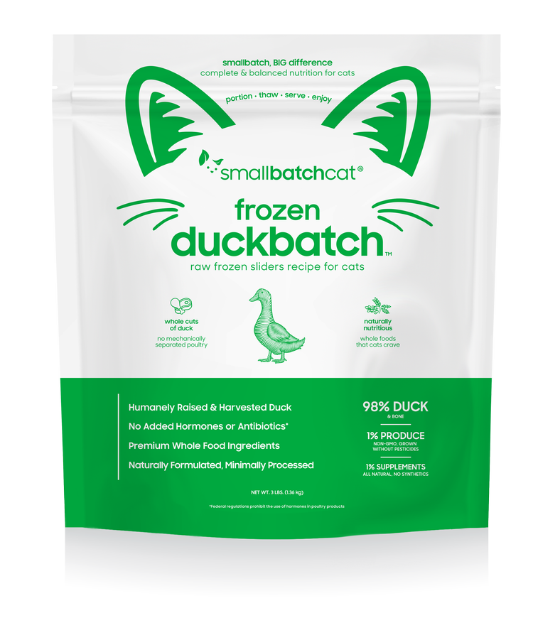 Smallbatch Frozen Raw Cat Food, Duckbatch Sliders, 3-lb Bag
