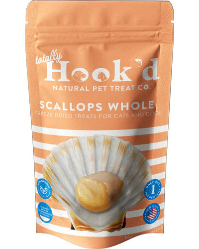 Totally Hook'd Freeze-Dried Whole Scallops, Dog & Cat Treat, 1-oz Bag