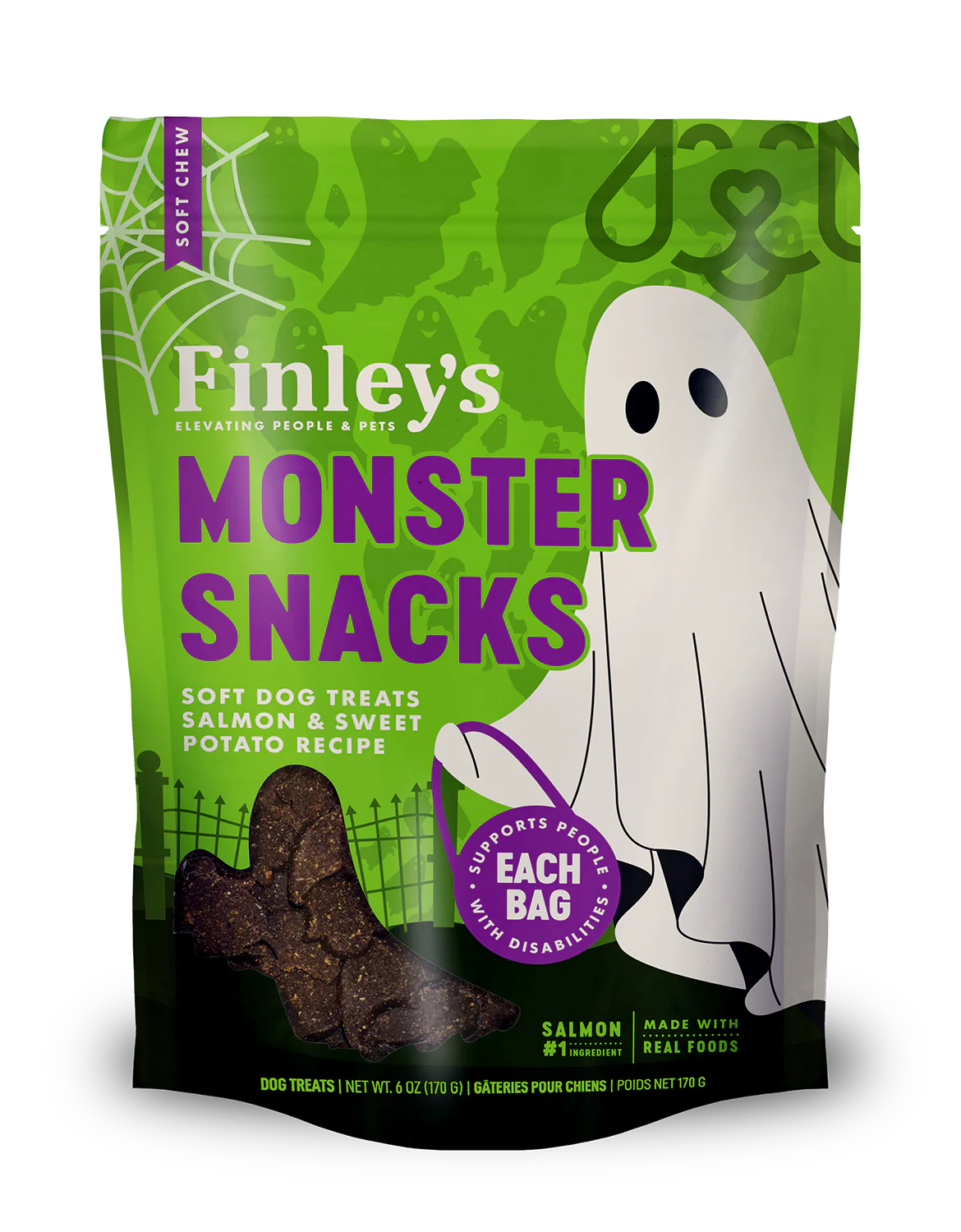 Monster Snacks Soft Chew Salmon and Sweet Potato, Dog Treats, 6-oz Bag