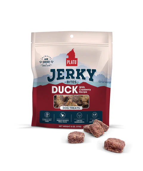 Plato Duck With Cranberry Jerky Bites, Dog Treat, 6-oz Bag