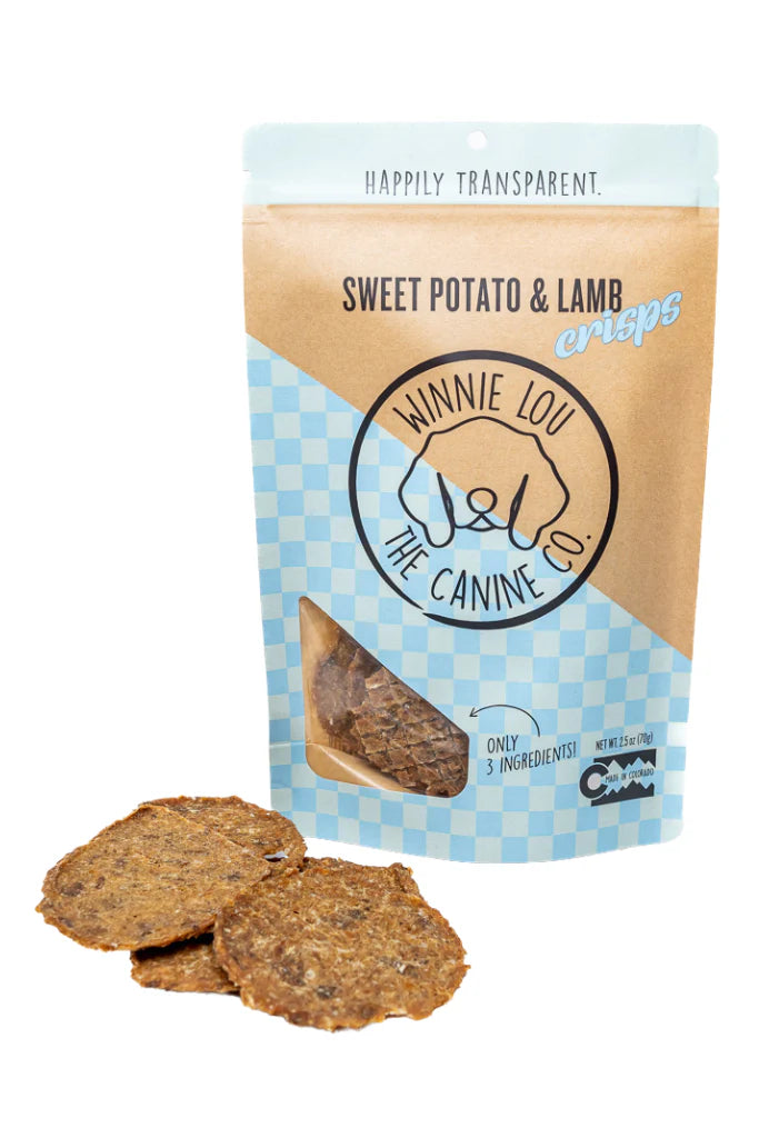 Winnie Lou Sweet Potato & Lamb Crisps, Dog Treat, 2.5-oz Bag