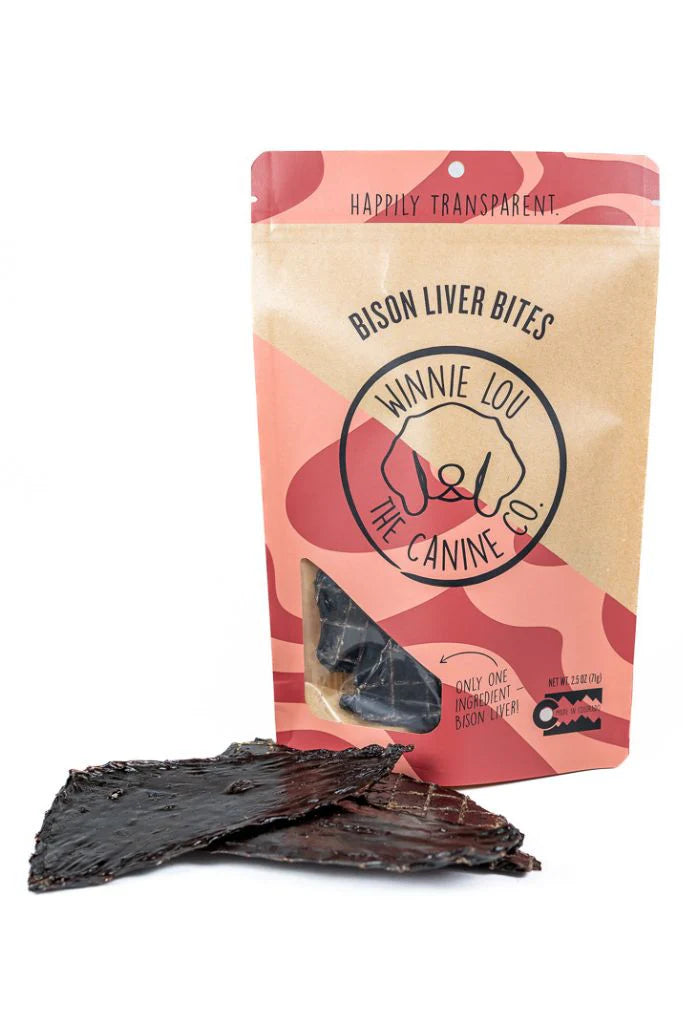 Winnie Lou Bison Liver Bites, Dog Treat, 2.5-oz Bag