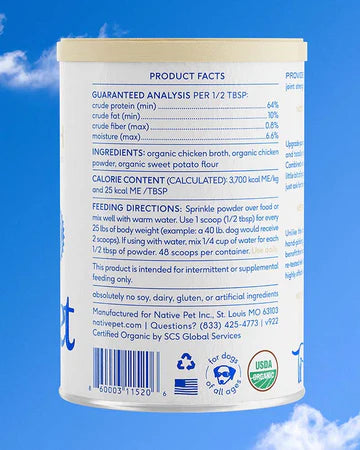 Native Pet Chicken Bone Broth Powder, Meal Topper