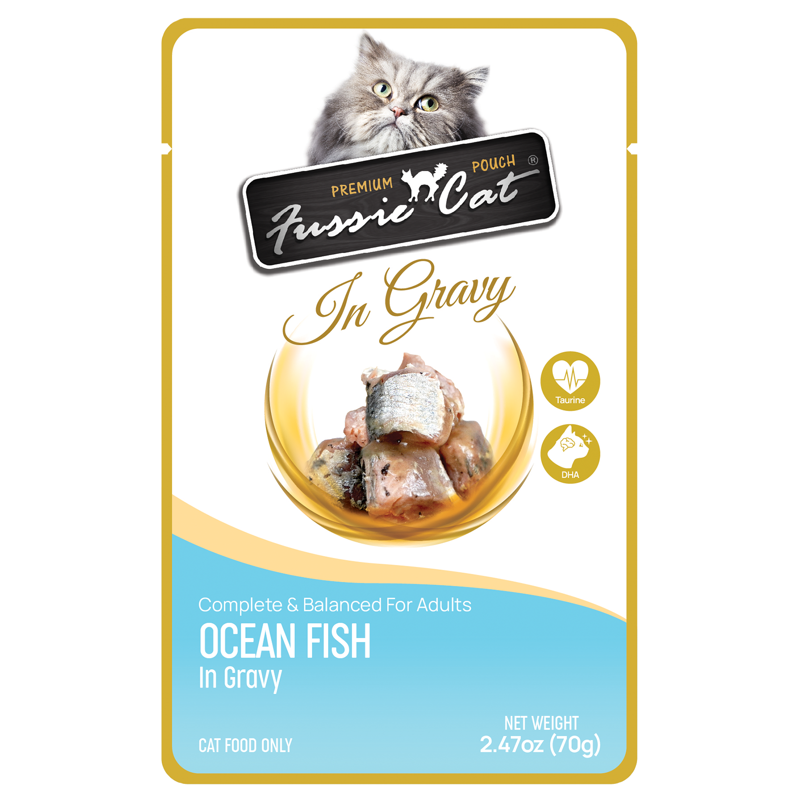 Fussie Cat Ocean Fish In Gravy 2.47 oz Pouch Wet Cat Food