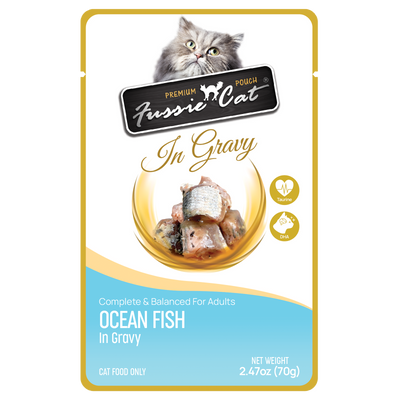 Fussie Cat Ocean Fish In Gravy 2.47-oz Pouch, Wet Cat Food