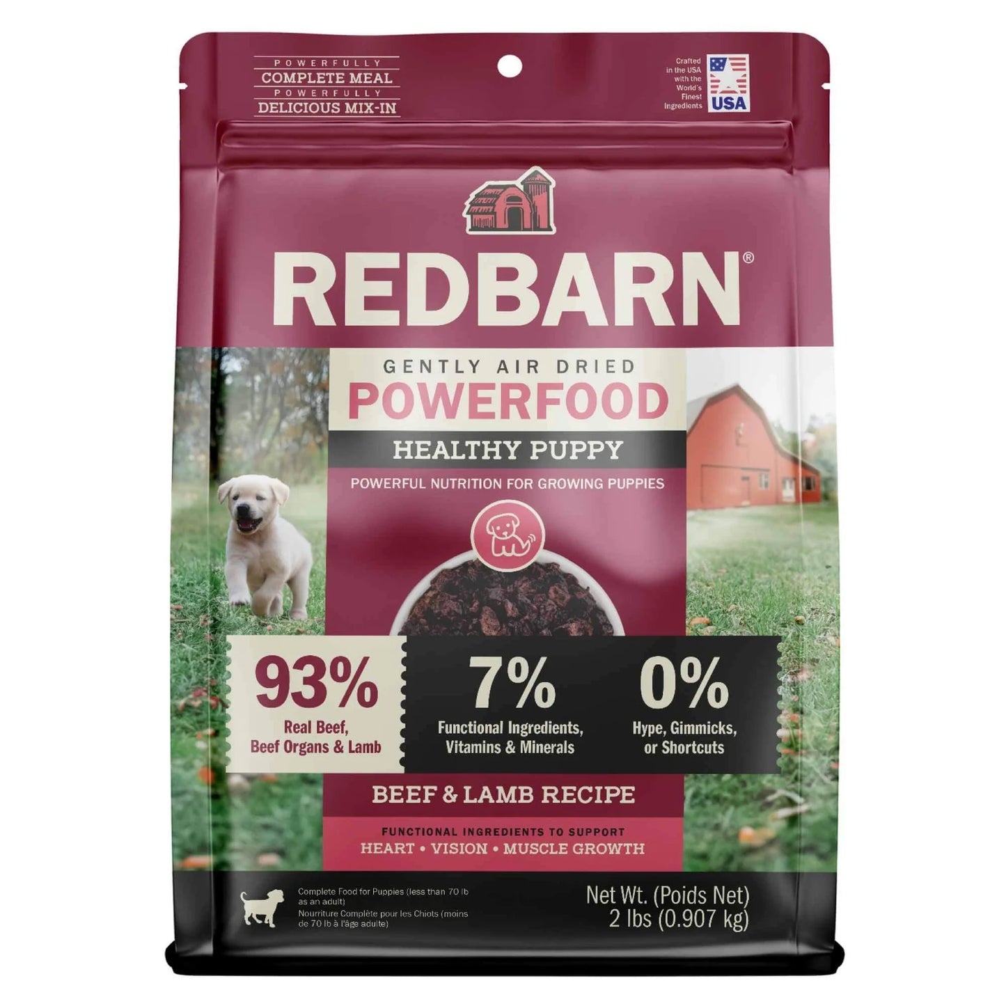 Redbarn Air Dried Beef & Lamb Puppy Recipe Dog Food, 2-lb Bag