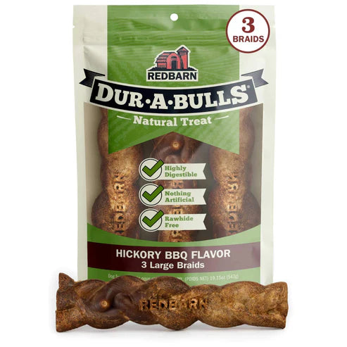 Redbarn Dur-A-Bulls® Large Braid BBQ, Dental Chew