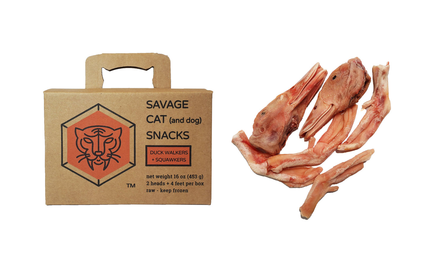 Savage Cat Duck Walkers and Squawkers, Frozen Raw Pet Chew