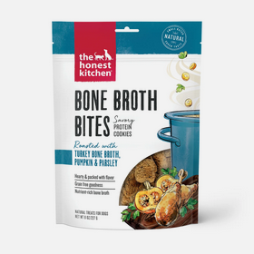 The Honest Kitchen Turkey Bone Broth Bites With Pumpkin, Dog Treat, 8-oz Bag