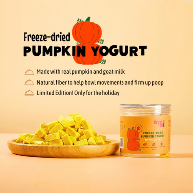 Arya Sit! Freeze-Dried Pumpkin Yogurt, Dog & Cat Treats, 3.5-oz Jar