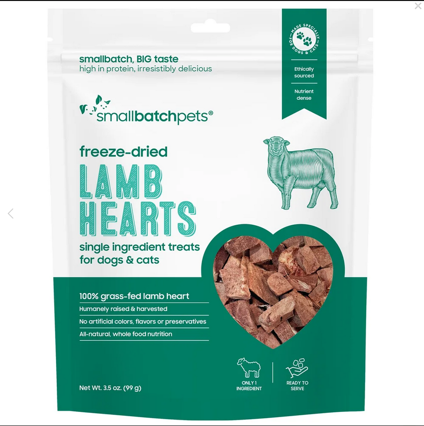 Smallbatch Freeze-Dried Lamb Hearts 3.5-oz, Dog & Cat Treat