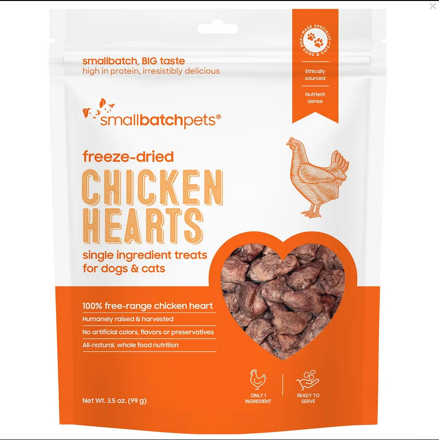 Smallbatch Freeze-Dried Chicken Hearts, 3.5-oz Bag