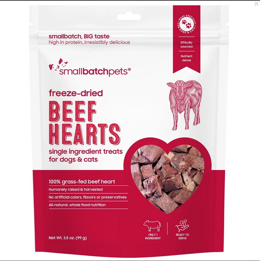 Smallbatch Freeze-Dried Beef Hearts, 3.5-oz Bag