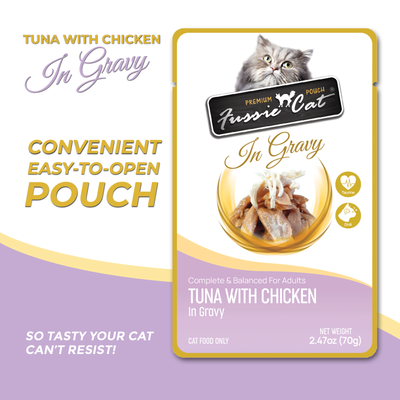 Fussie Cat Tuna With Chicken In Gravy 2.47-oz Pouch, Wet Cat Food