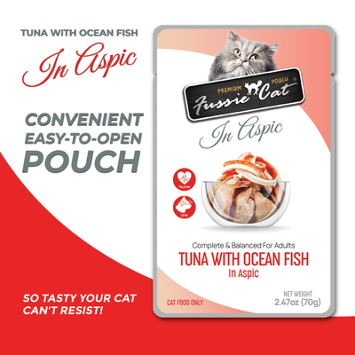 Fussie Cat Tuna With Ocean Fish In Aspic 2.47-oz Pouch, Wet Cat Food
