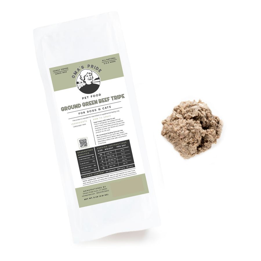 Oma's Pride Ground Green Beef Tripe, Frozen Pet Supplement