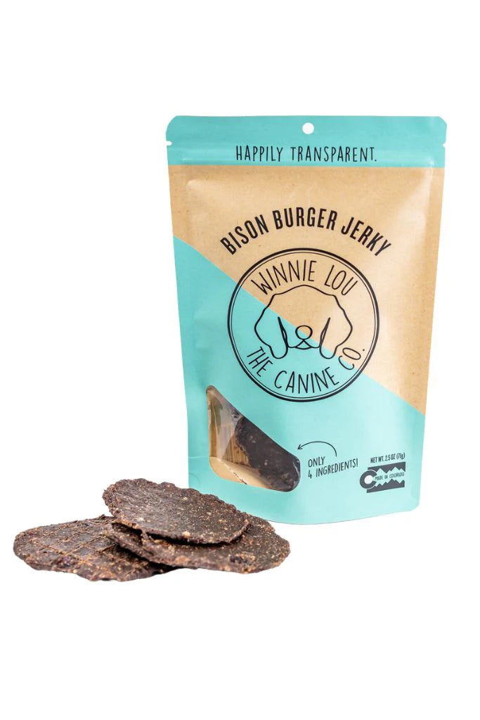 Winnie Lou Bison Burger Jerky, Dog Treat, 2.5-oz Bag