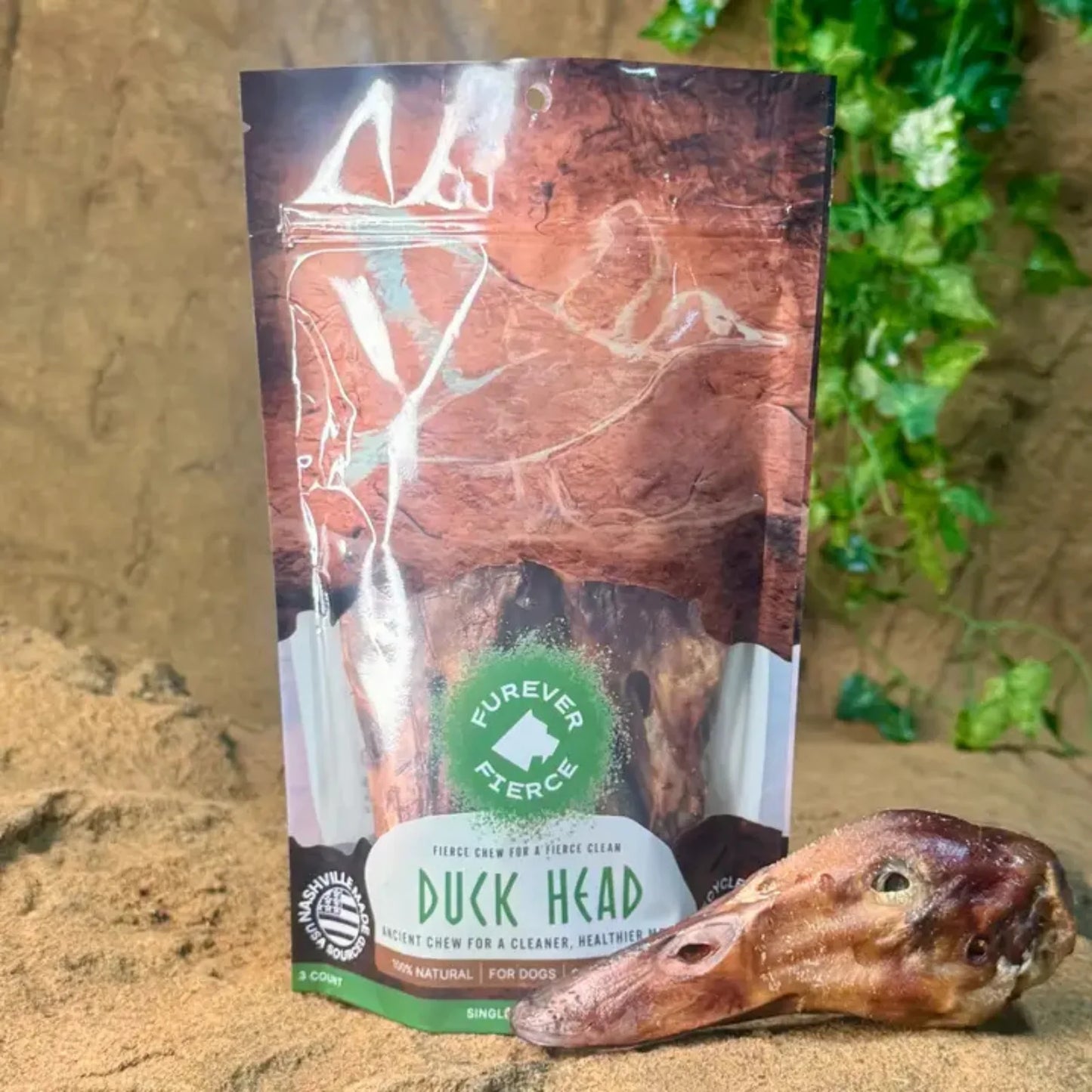 Furever Fierce Duck Head, Dog Chew, 3-Pack Bag