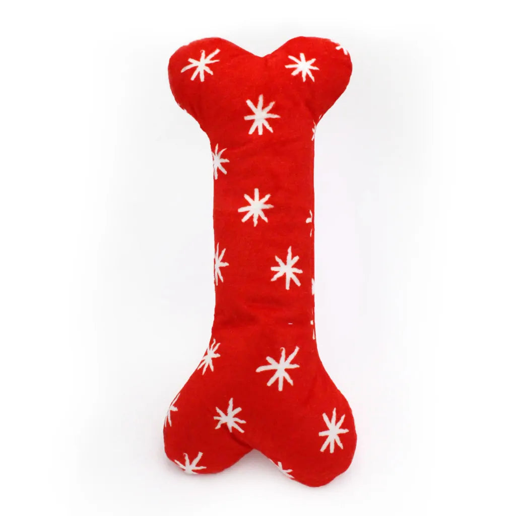 Zippy Paws Holiday Jigglerz Festive Bone, Dog Toy