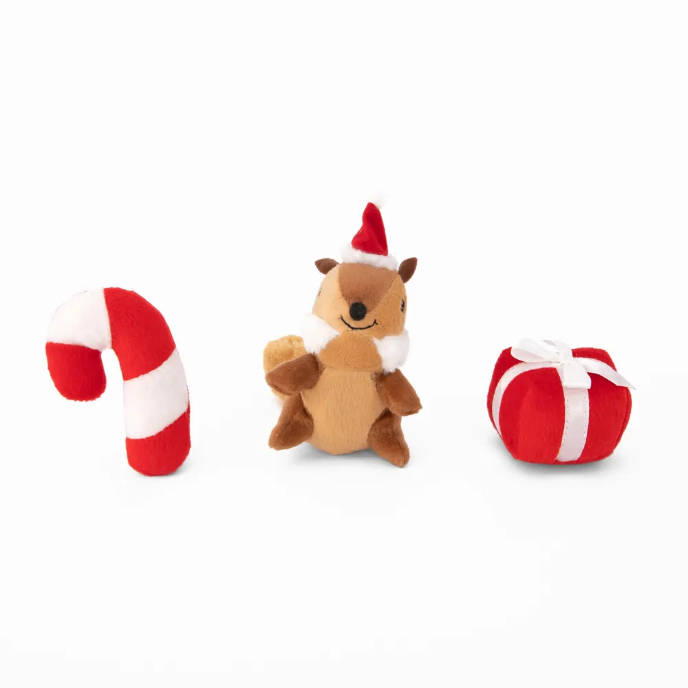 Zippy Paws Holiday Miniz 3-Pack Festive Friends, Dog Toy