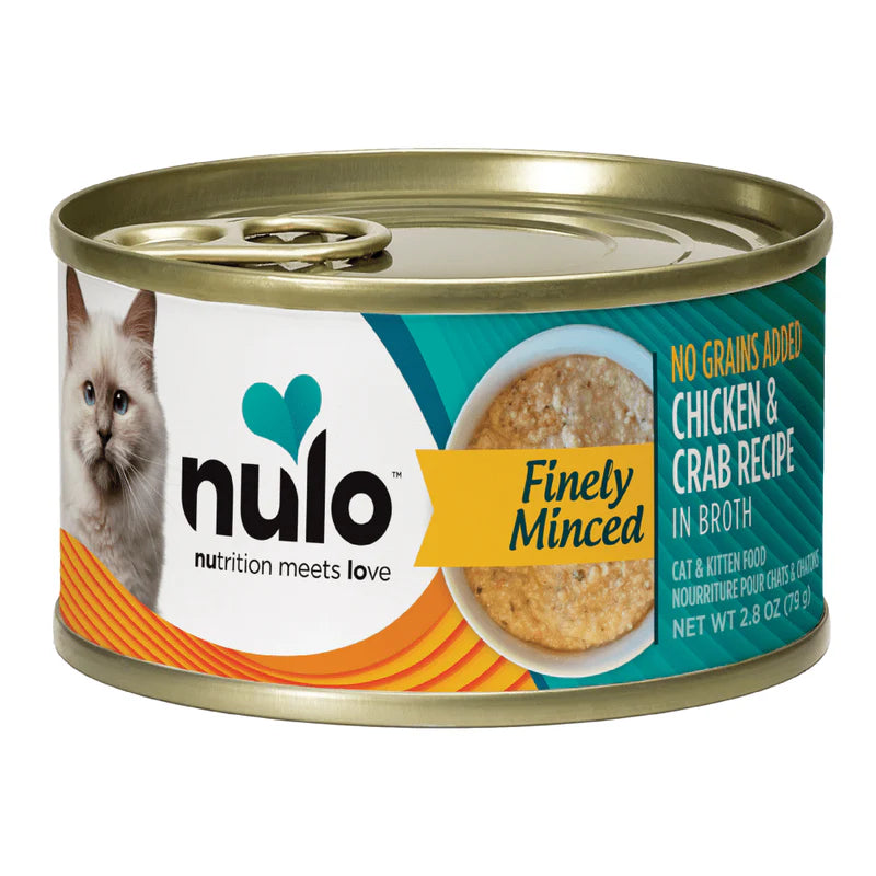 Nulo Chicken Crab Finely Minced Canned Wet Cat Food 2.8 oz Can Case of 12