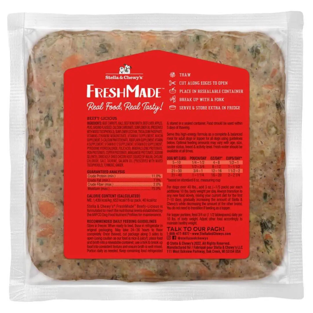 Stella & Chewy's FreshMade Beefy-Licious 16-oz, Gently Cooked Dog Food