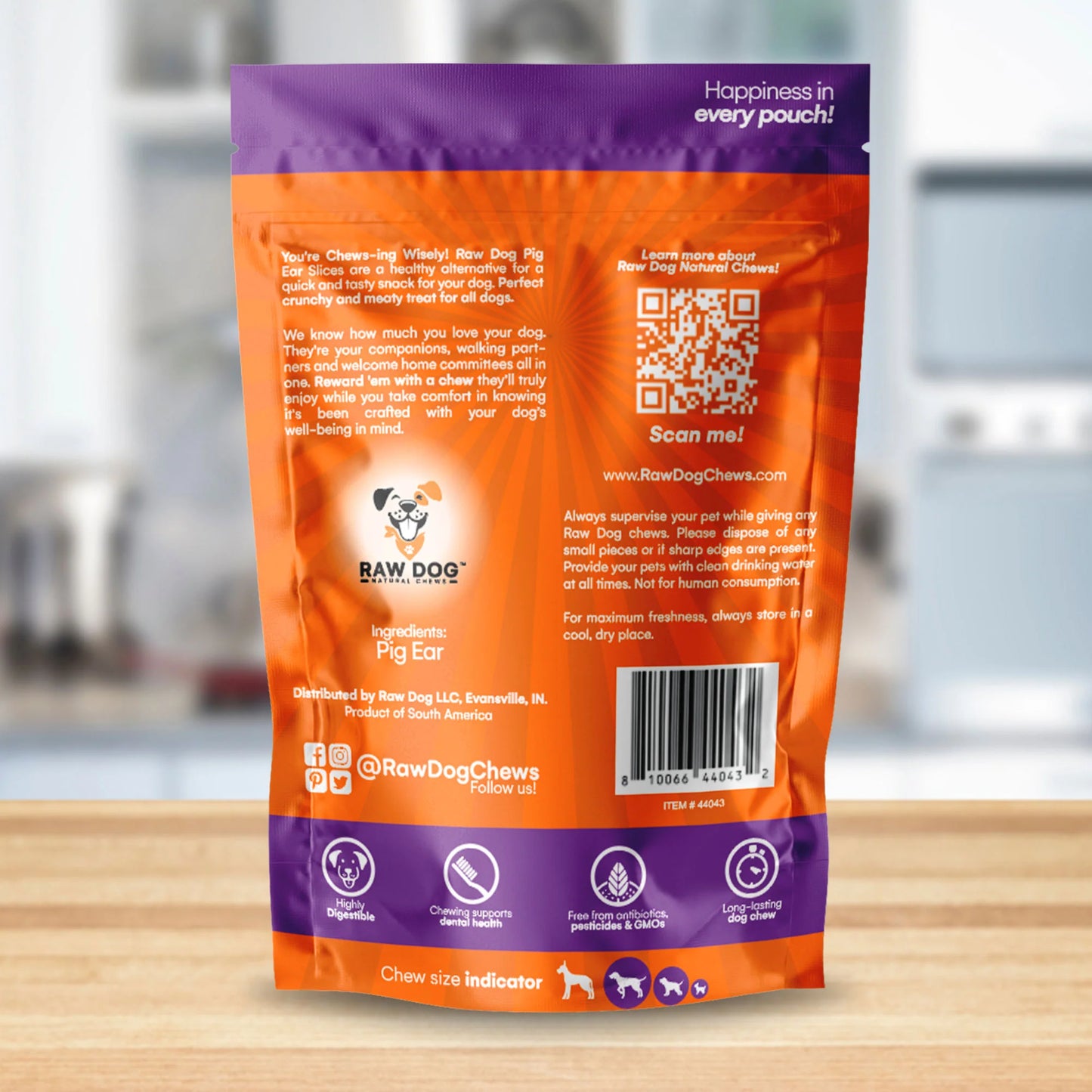 Raw Dog Pig Ear Slices 8-oz, Dog Treats