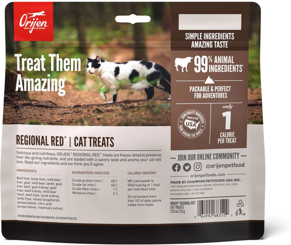 Orijen Freeze-Dried Regional Red 1.25-oz, Cat Treat