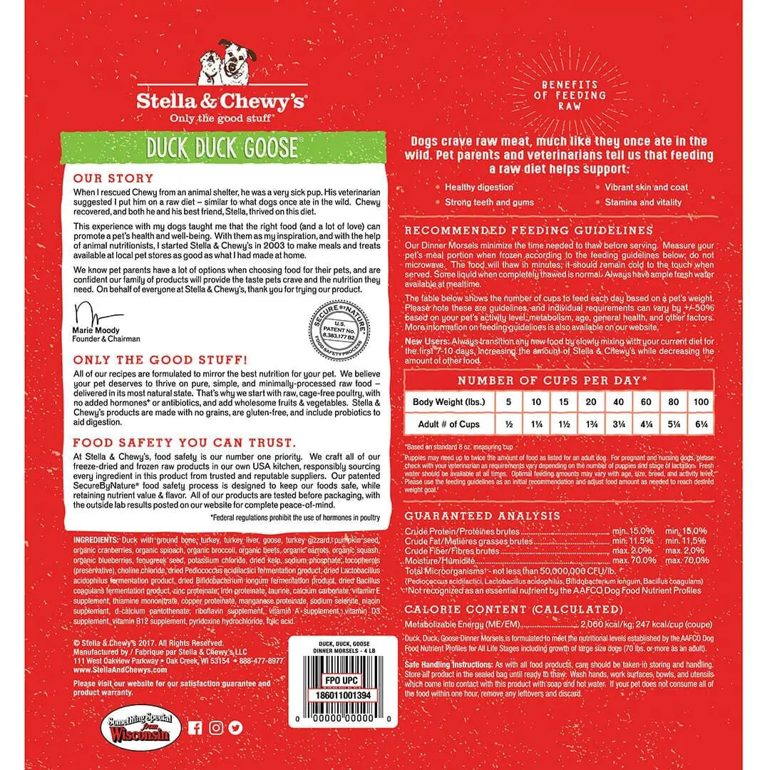 Stella & Chewy's Duck Duck Goose Morsels 4-lb, Frozen Raw Dog Food