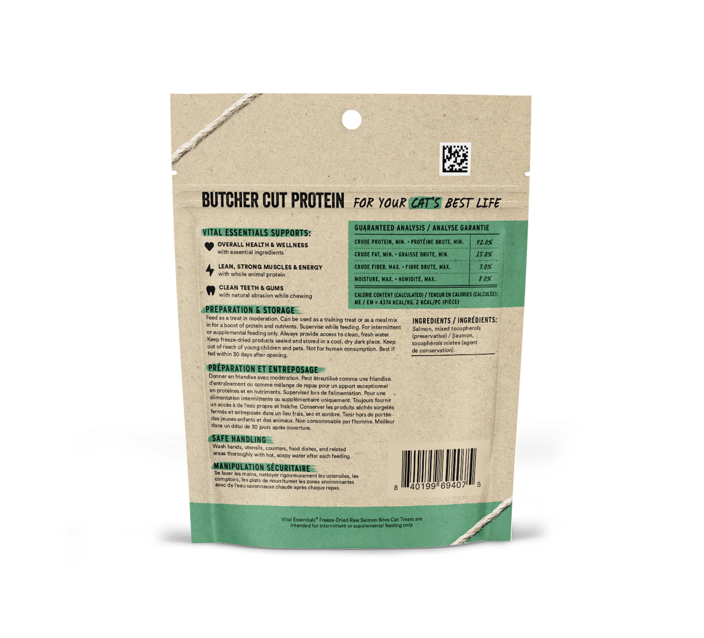 Vital Essentials Freeze-Dried Raw Salmon Bites 1.1-oz, Cat Treat