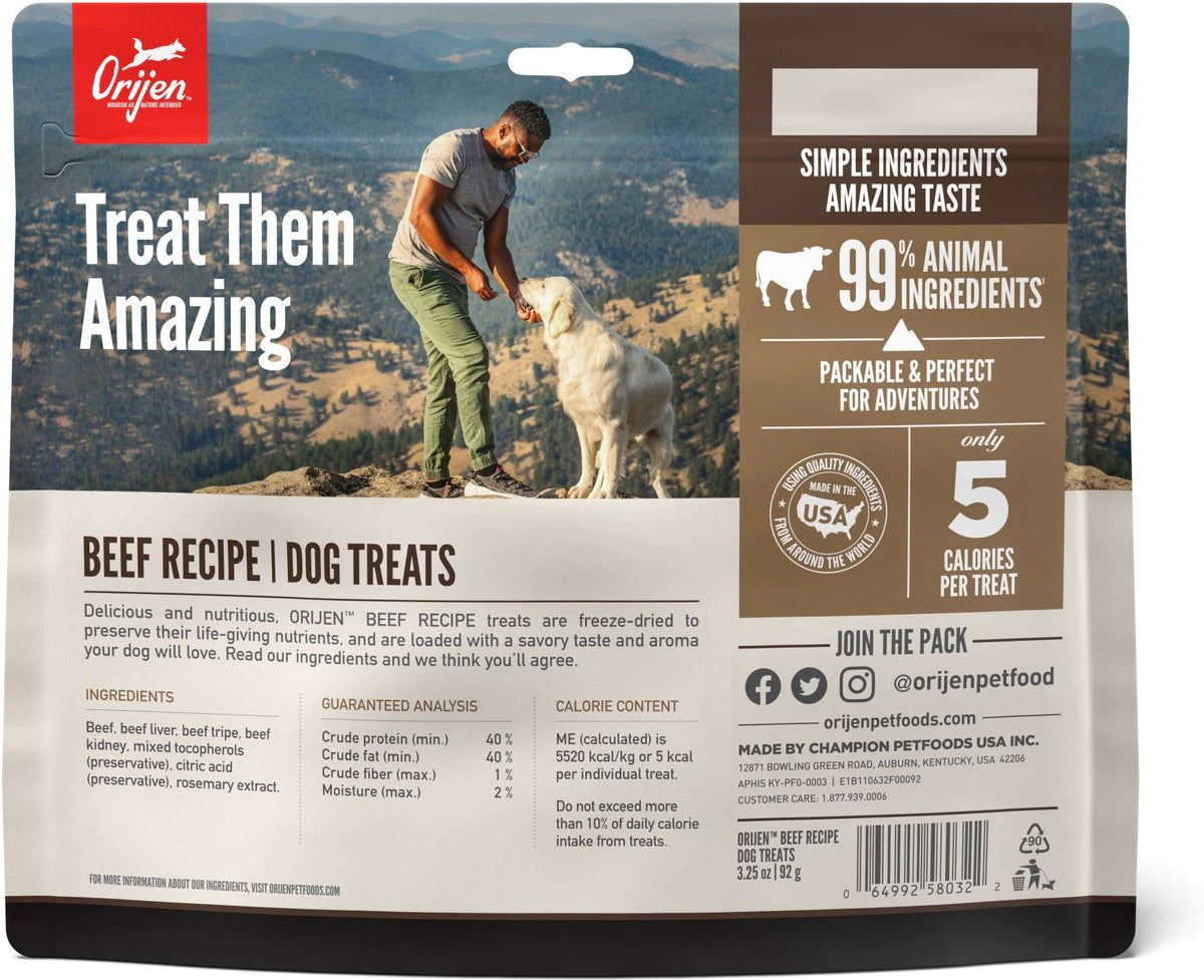 Orijen Freeze-Dried Beef, Dog Treat, 3.25-oz Bag