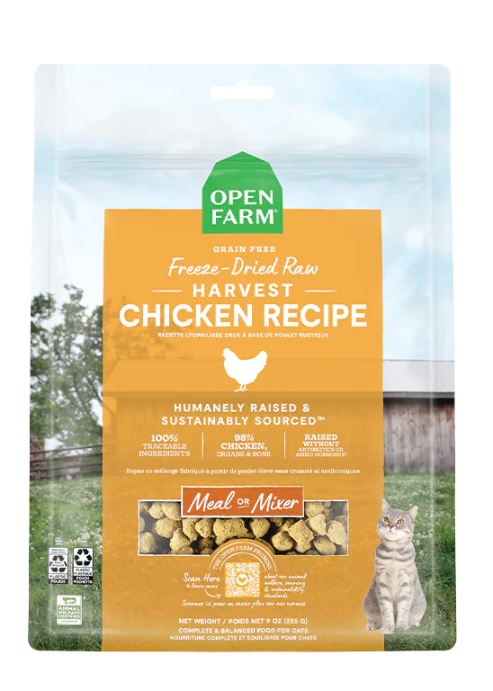 Open Farm Harvest Chicken Recipe, Freeze-Dried Raw Cat Food