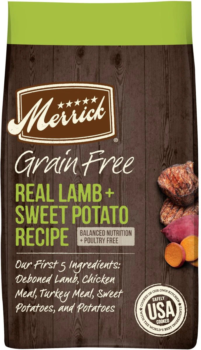 Merrick dog top food lamb