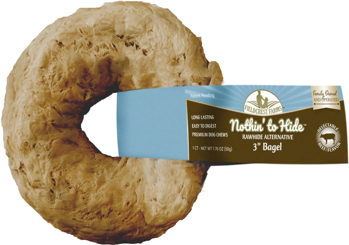 Fieldcrest Farms Nothin To Hide 3-Inch Beef Bagel, Dog Chew