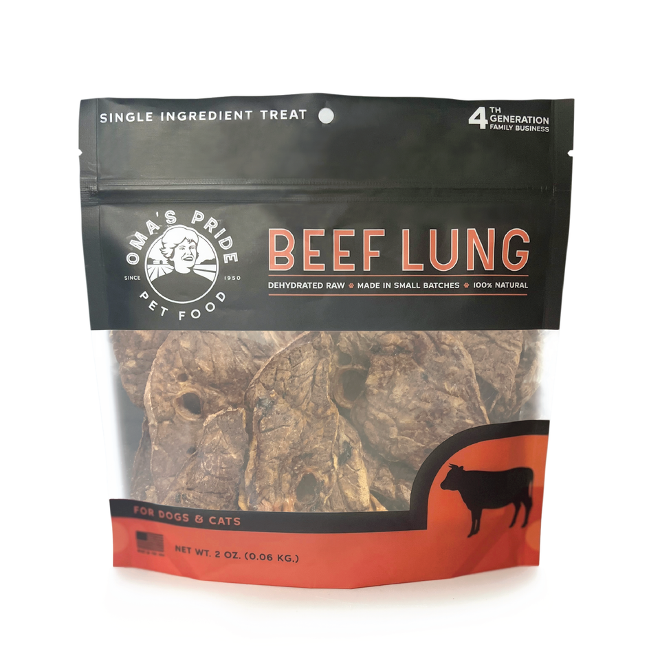 Oma's Pride Dehydrated Beef Lung, Dog & Cat Treats, 8-oz Bag