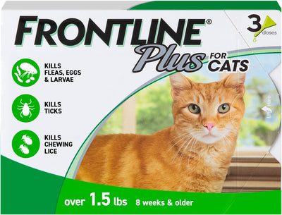 Frontline Plus Flea & Tick Treatment For Cats, 3-Pack