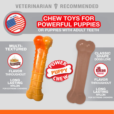 Nylabone Tough Puppy Chew Bones Twin Pack, Dog Toy