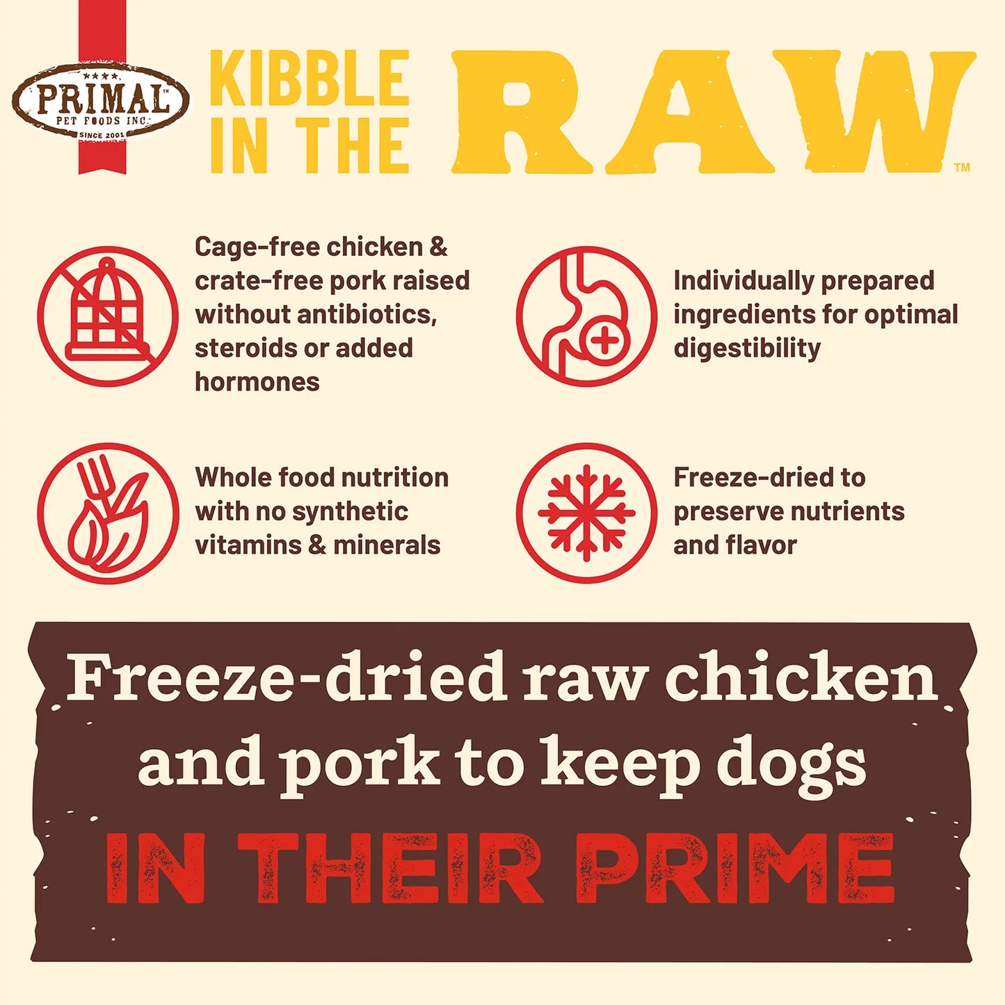 Primal Kibble In The Raw Puppy Recipe, Freeze-Dried Raw Dog Food