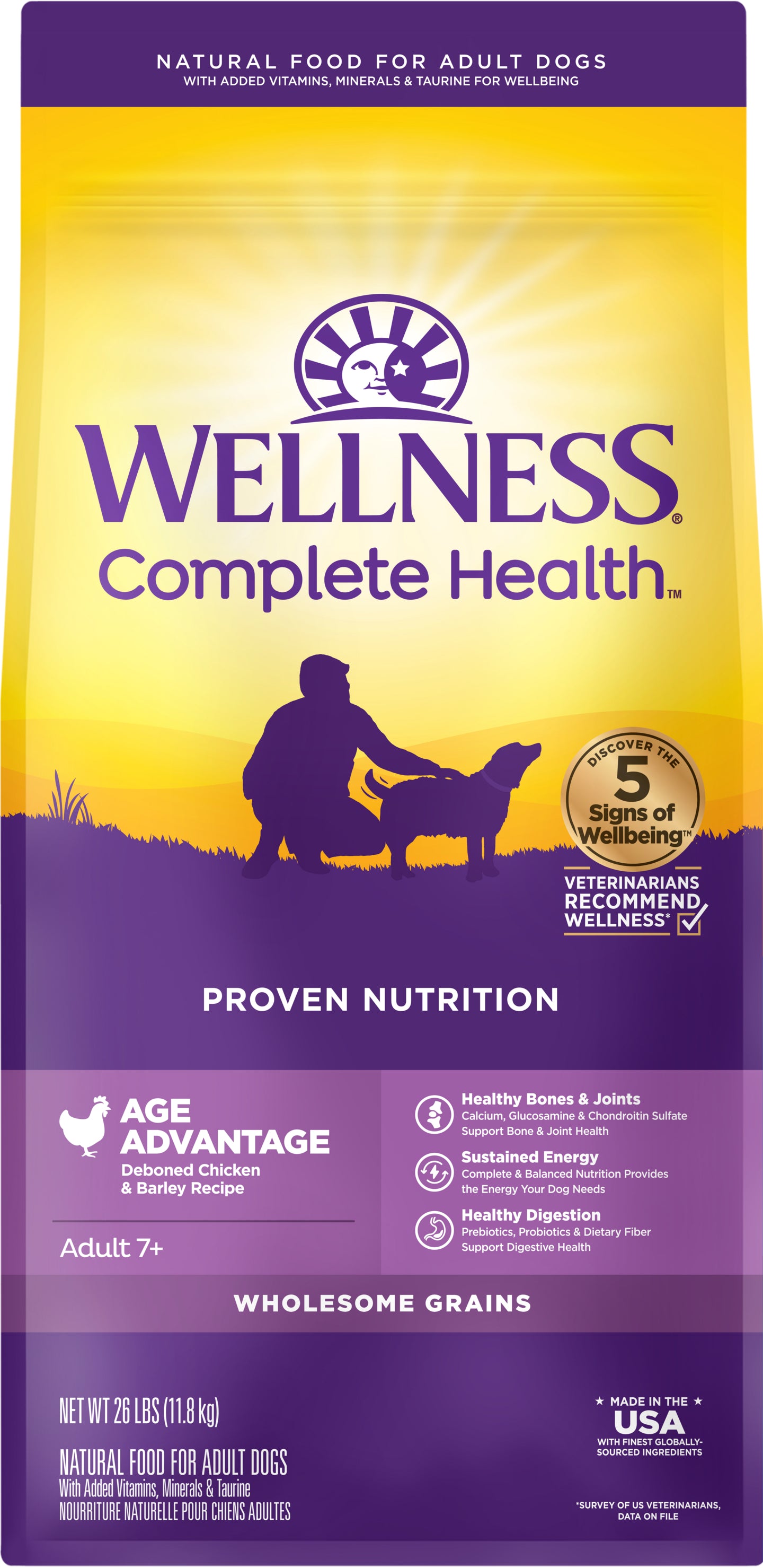 Wellness Complete Health Age Advantage 7+ Senior Recipe, Dry Dog Food, 26-lb Bag
