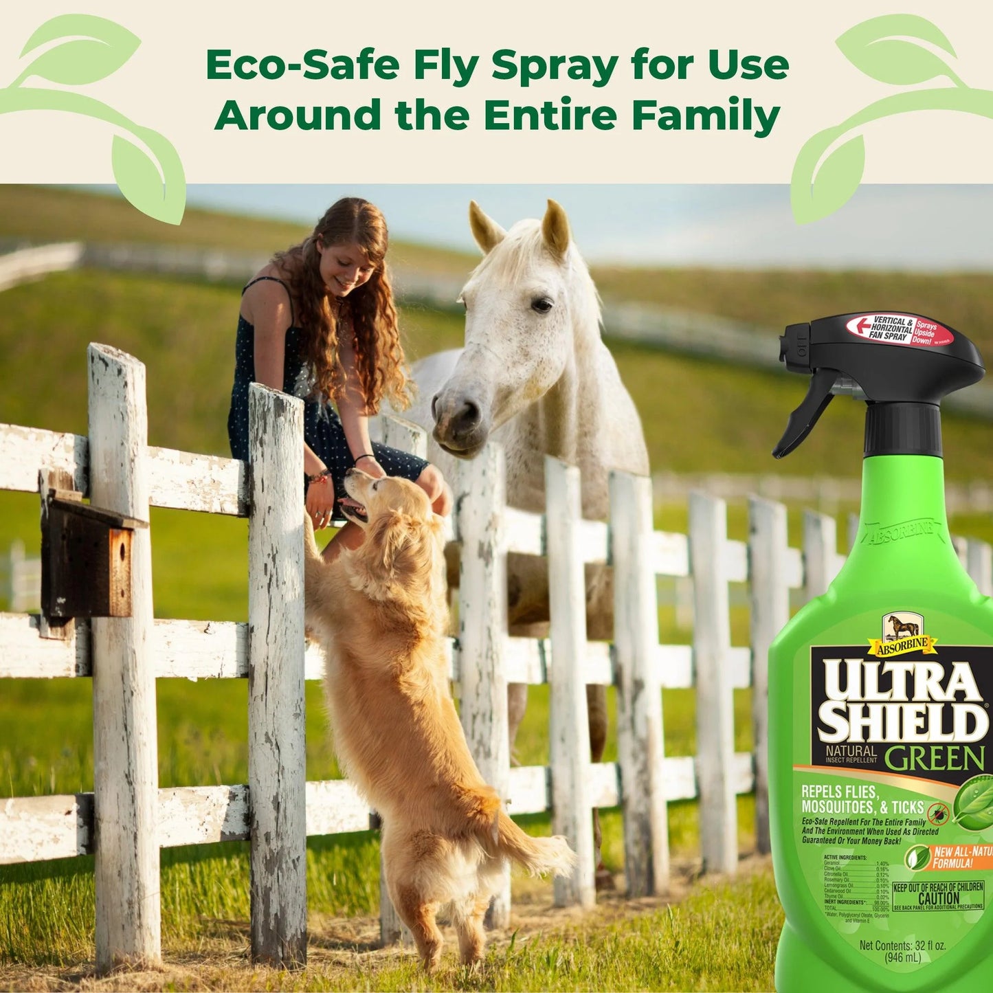 Absorbine UltraShield® Green Natural Fly Repellent 32-oz Spray, Insect Repellent