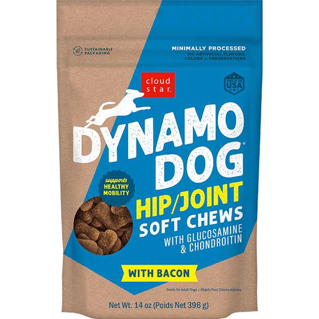 Cloud Star Dynamo Dog Soft Chews, Hip & Joint, Bacon & Cheese Dog Treats, 14-oz Bag