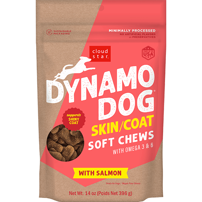 Cloud Star Dynamo Dog Soft Chews, Skin & Coat Salmon Dog Treats, 14-oz Bag