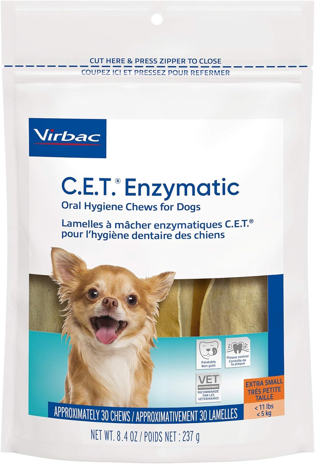 Virbac C.E.T. Enzymatic Oral Hygiene Chews For Dogs 30 Count