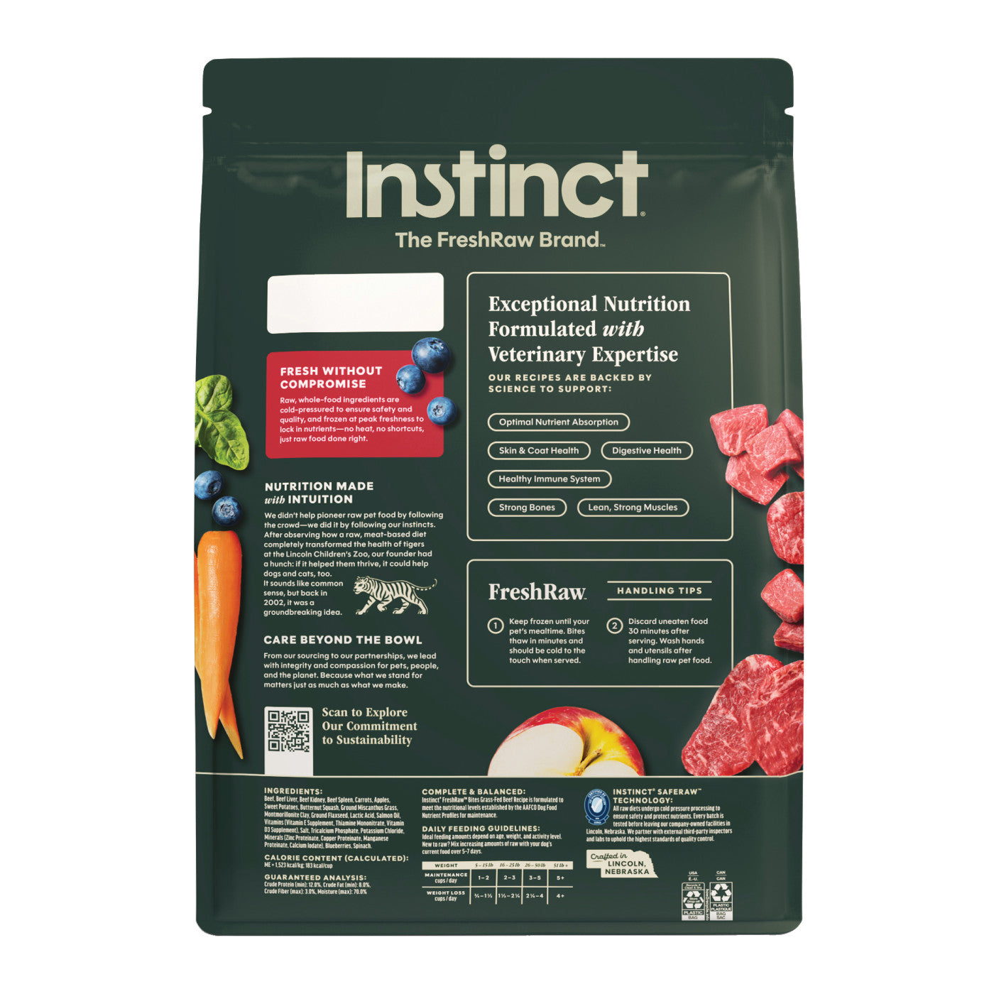 Instinct FreshRaw Bites Grass-Fed Beef Recipe, Frozen Raw Dog Food