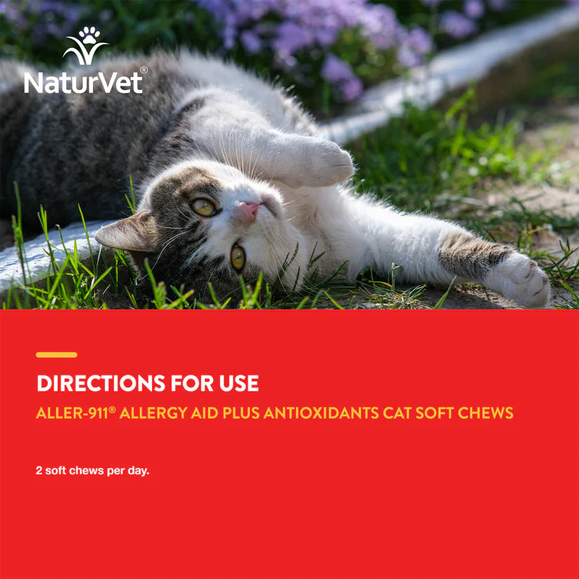 NaturVet Aller-911 Allergy Aid Soft Chew 60-Count, Cat Supplement