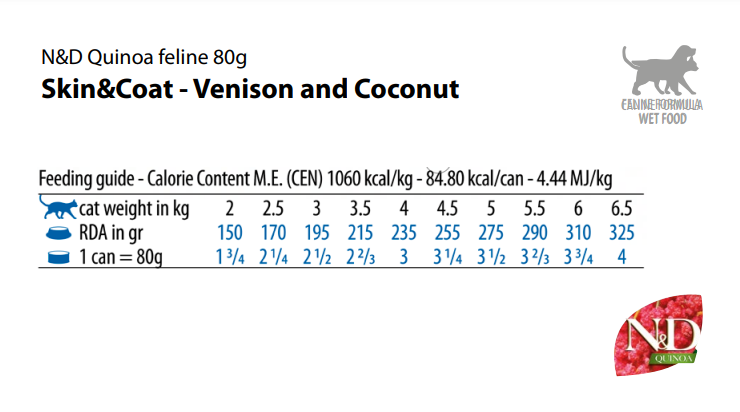 Farmina N&D Quinoa Skin & Coat Venison Recipe, Wet Cat Food, 2.8-oz Case Of 24