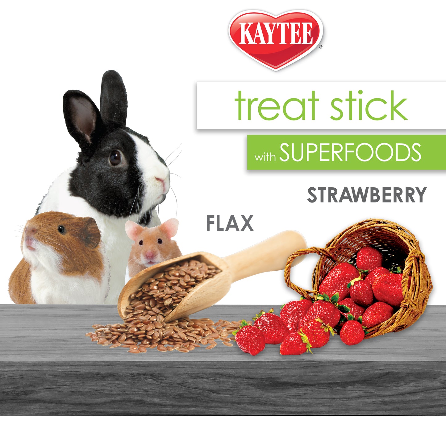 Kaytee Superfood Treat Stick With Superfoods Flax & Strawberry 5.5-oz, Small Animal Treat