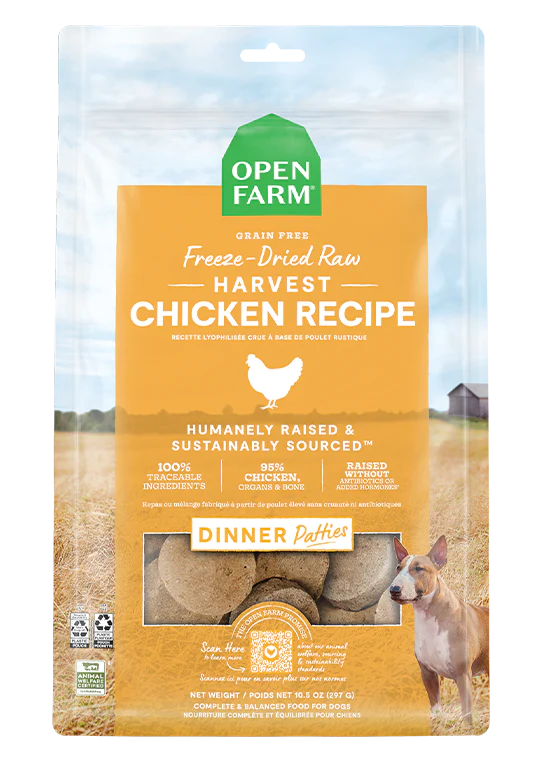 Open Farm Harvest Chicken Patties 17.5-oz, Freeze-Dried Raw Dog Food